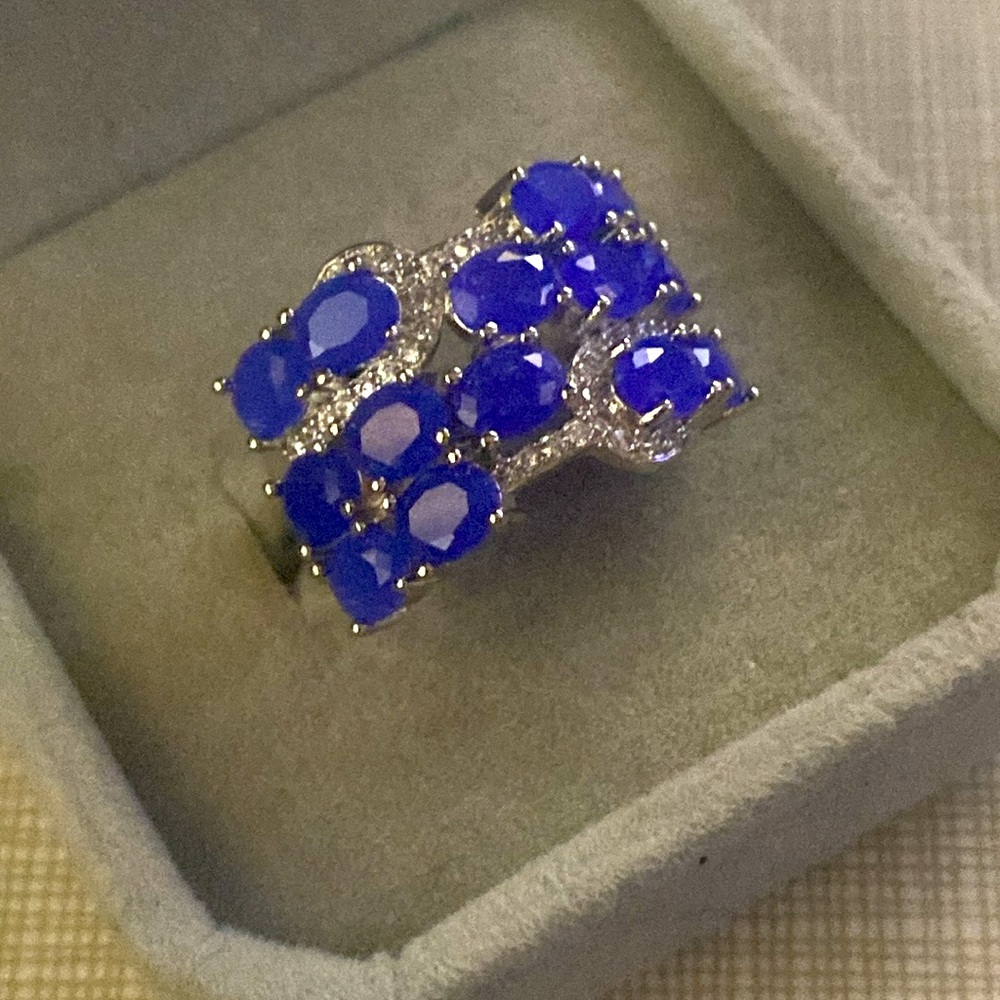 NEW Gorg Sapphire cluster Cz Band Ring